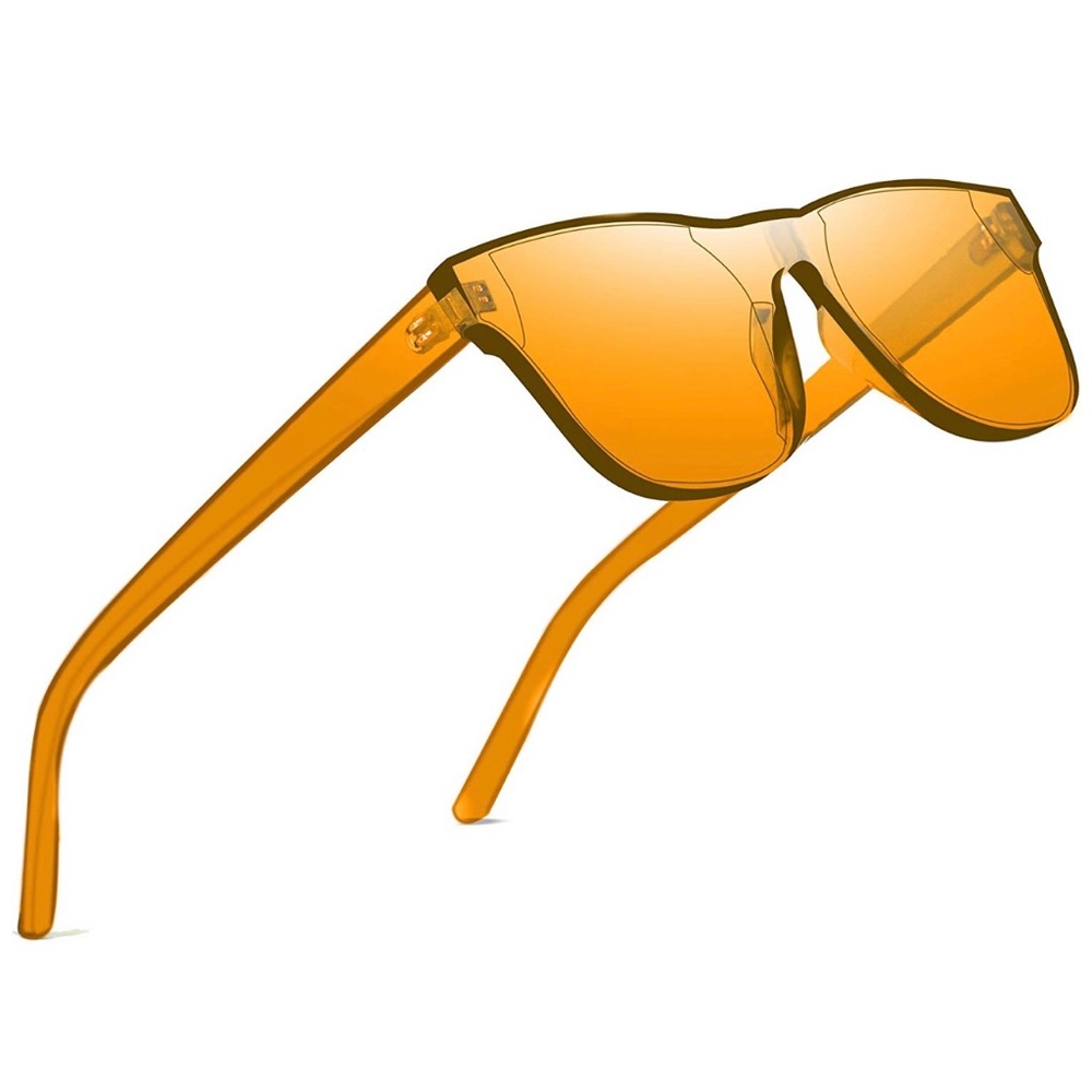 Rimless Wayfarer Sunglasses Retro Orange Classic - Picture 2 of 6